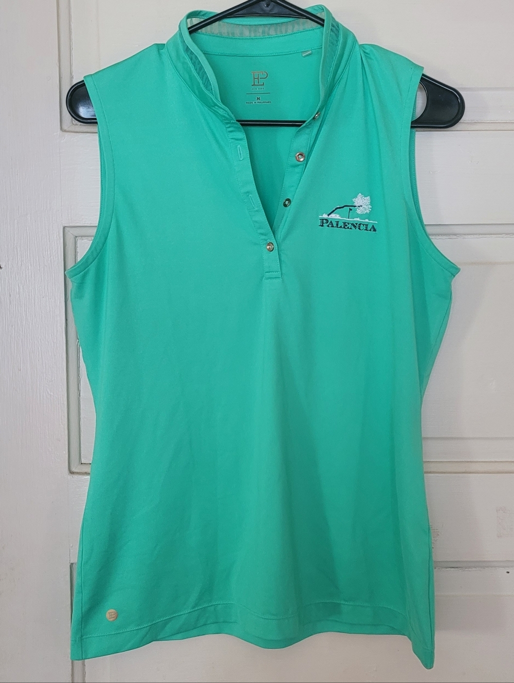 EP New York Palencia Golf Sleeveless Polo Top Teal Aqua Womens Medium